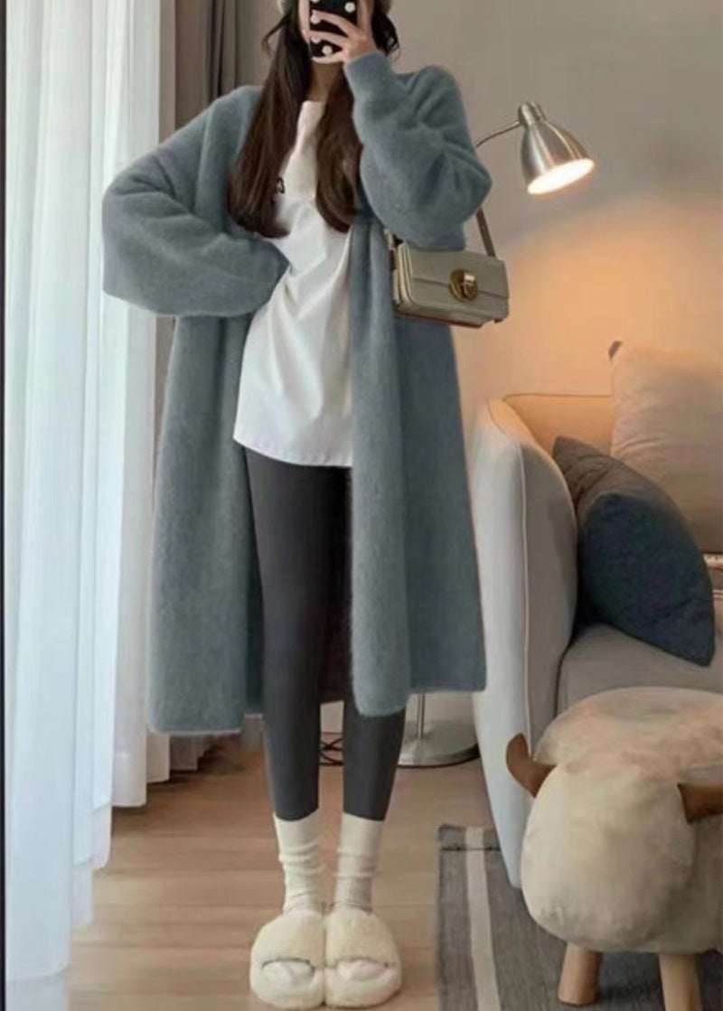 Femme Cozy Åben Foran Lang Cardigan Stilla