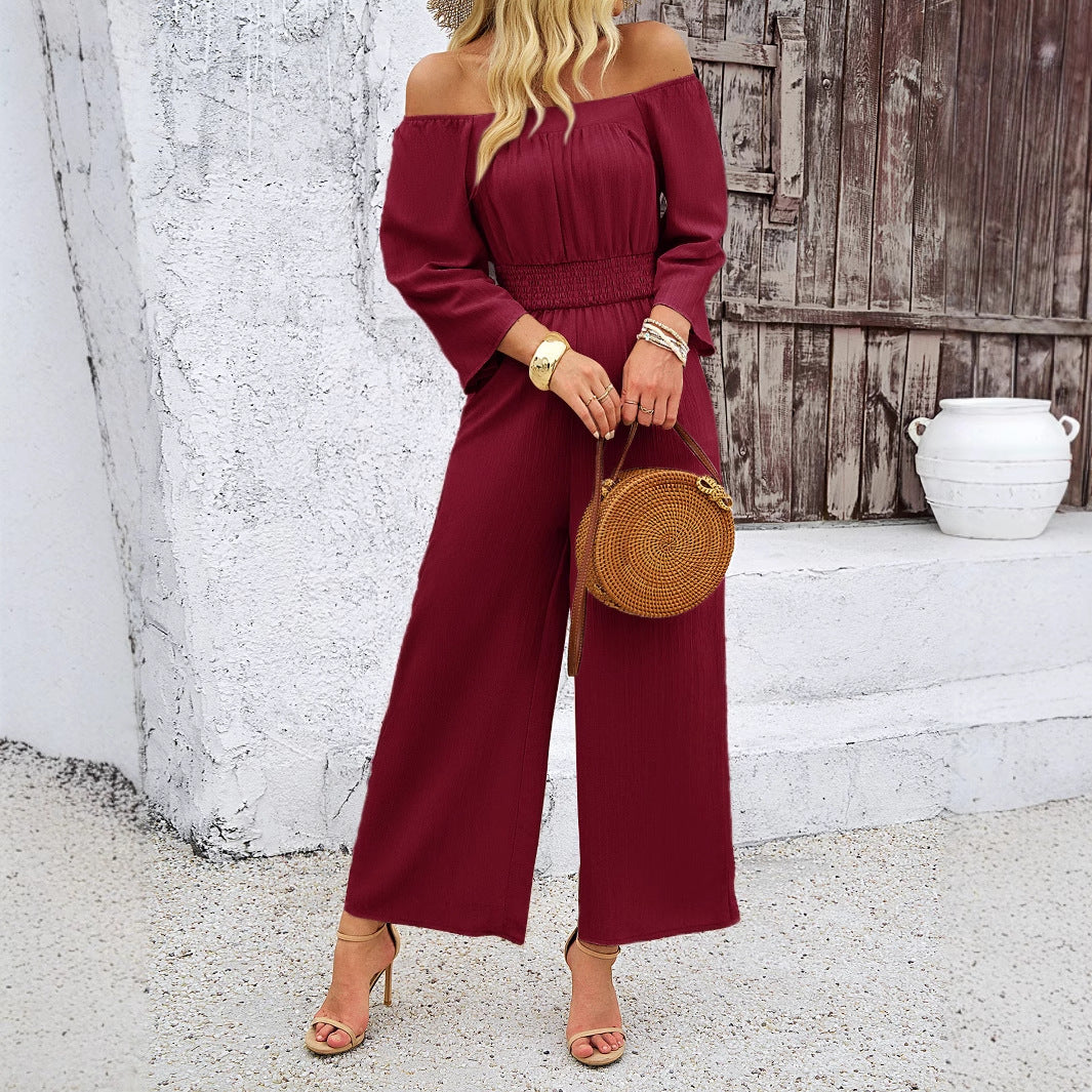 Dame Casual Jumpsuit med Flæse og Bred Ben Stilla