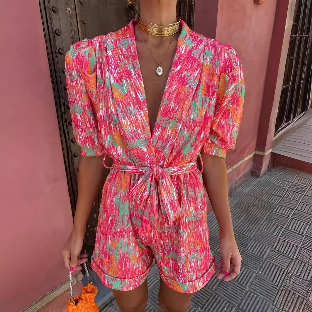 Dame Farverig Trykt Jumpsuit Stilla