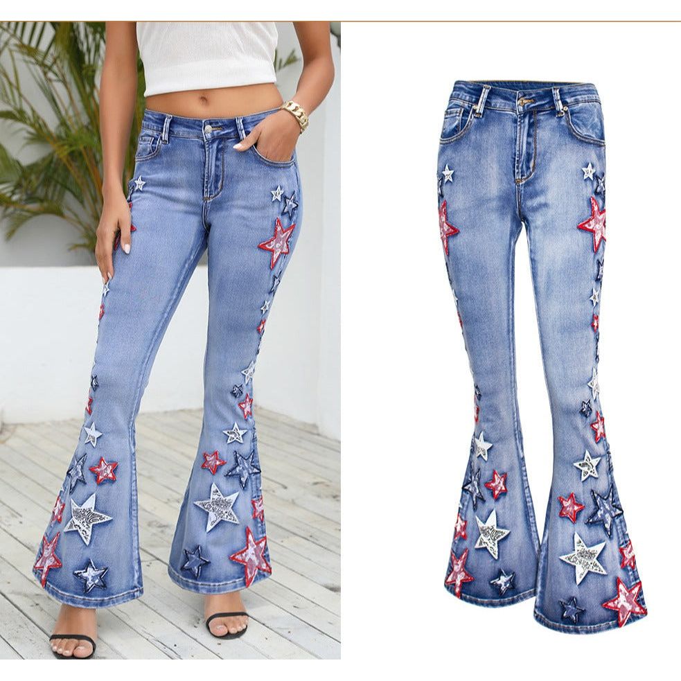 Stilla | Bredde ben Denim Flare Bukser