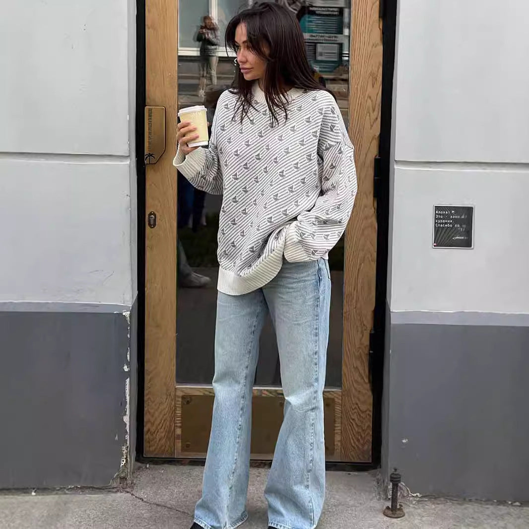 Femme mønstret Pullover Sweater Stilla