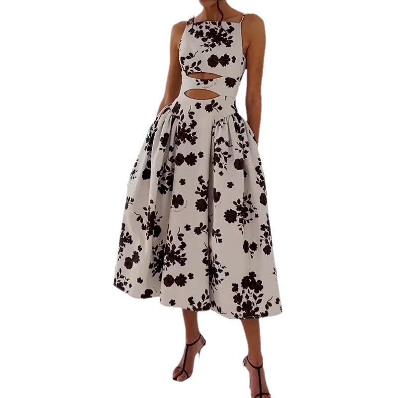 Dame A-formet kjole med udskæringer og blomstertryk Stilla