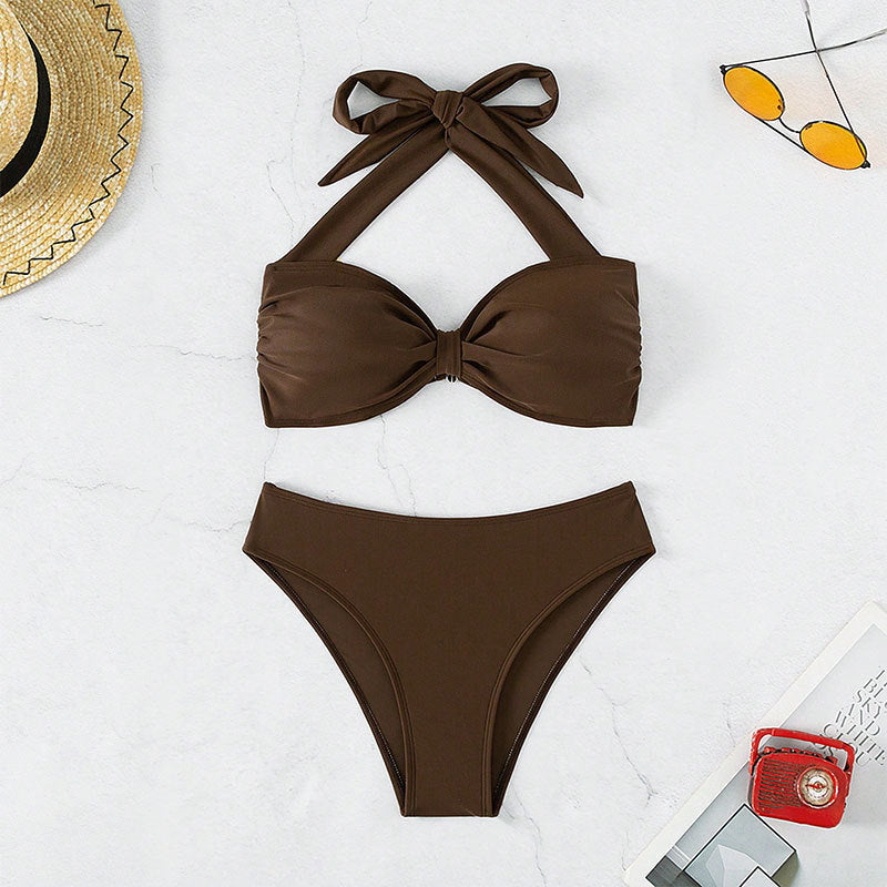 Dame Bikini-sæt med stilfuld knude-design og højtaljede underdele Stilla