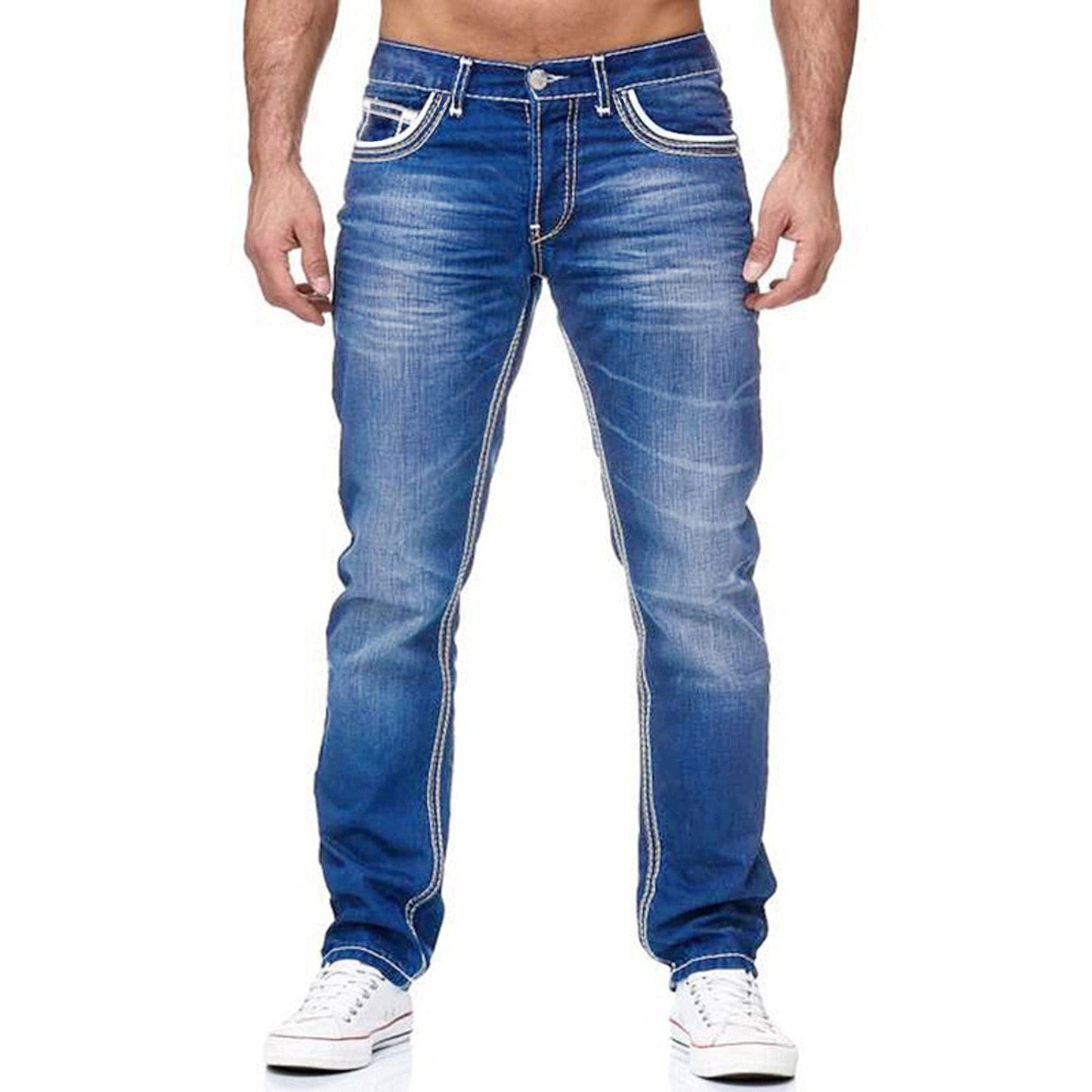 Herre klassiske jeans med kontrasterende syninger Stilla
