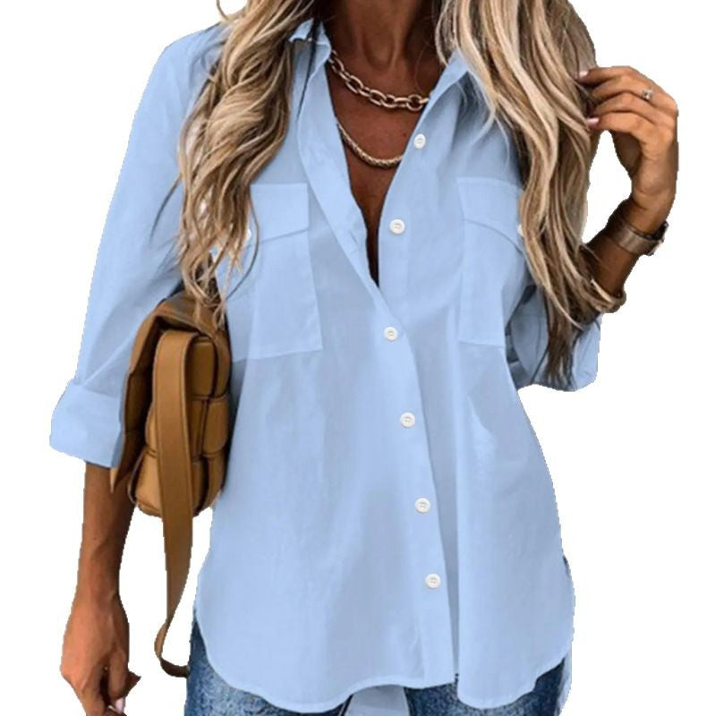 Dame afslappet skjorte med brystlommer og moderne snit Stilla