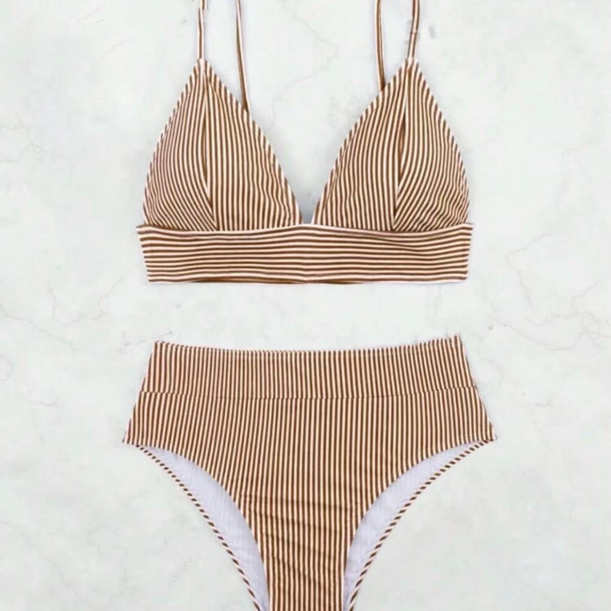 Kvinder stribet høj taljet bikini sæt Stilla