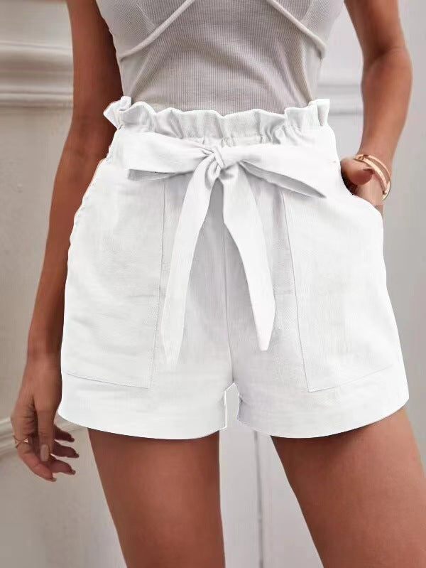 Dame højtaljede shorts med bundet detalje Stilla