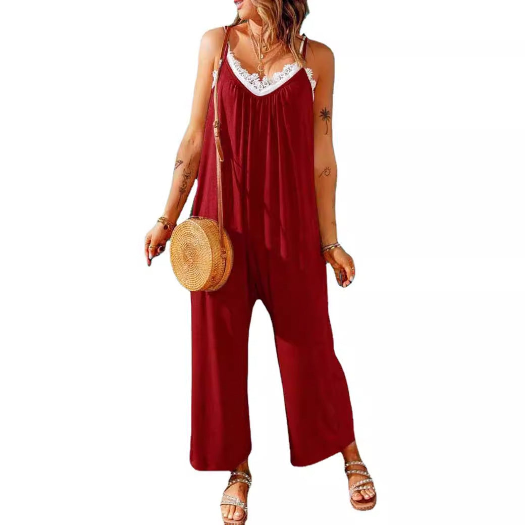 Dame luftig Jumpsuit med spidse Stilla