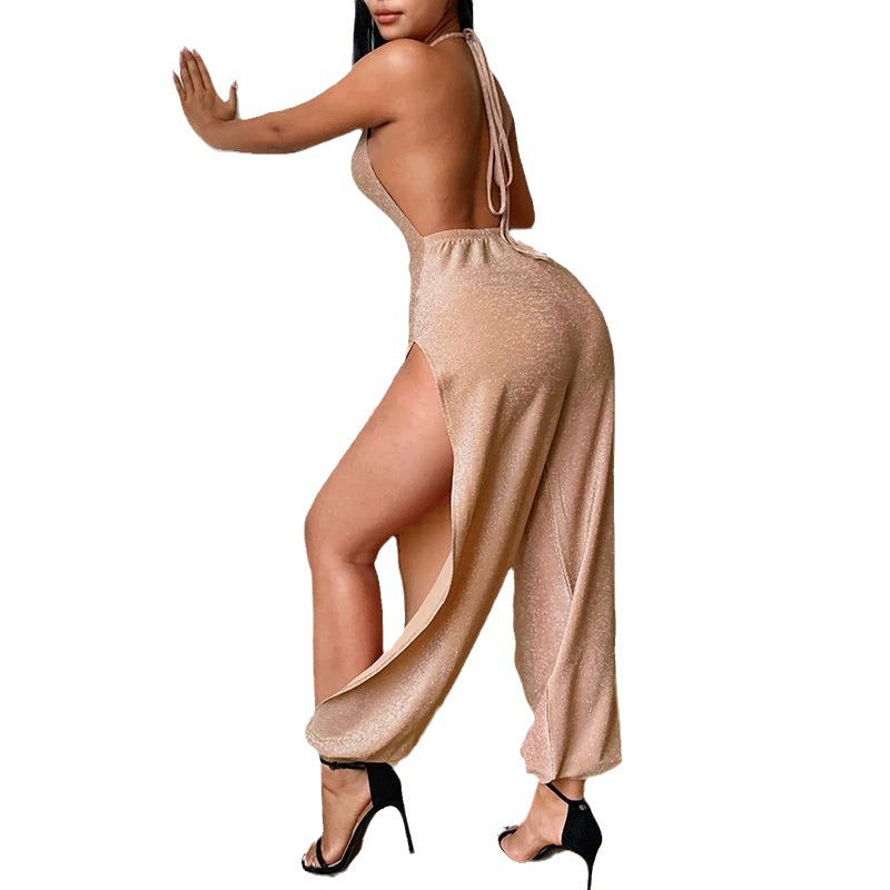 Dame Glitrende Halterneck Jumpsuit Stilla