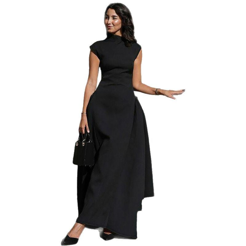 Dame Elegant aftenkjole med høj krave og struktureret skørt Stilla