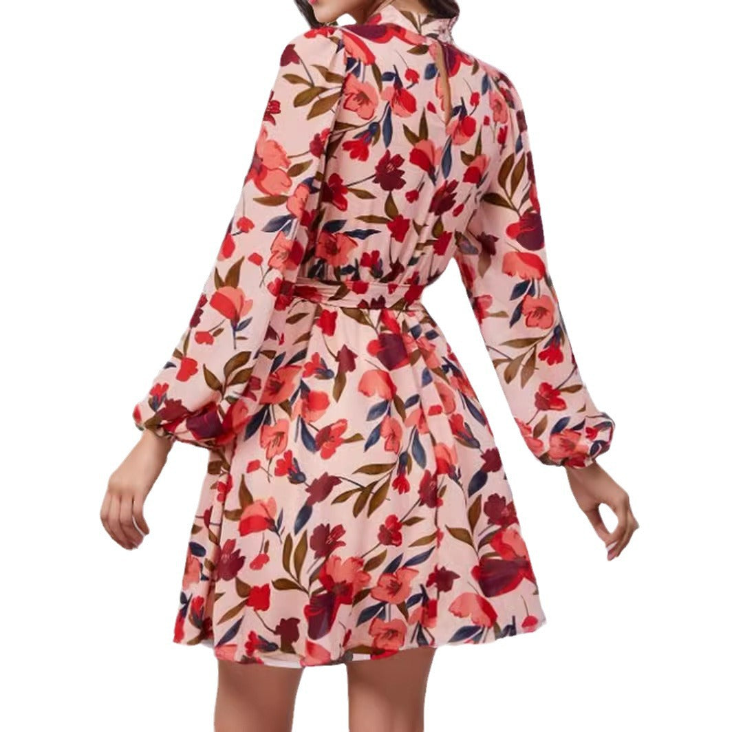 Dame Elegant Blomstret Mini Kjole Stilla