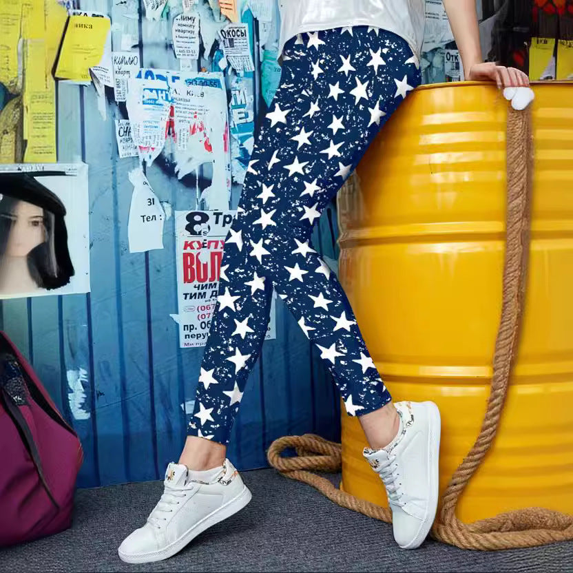 Dame leggings i det trendy stjernemønster Stilla