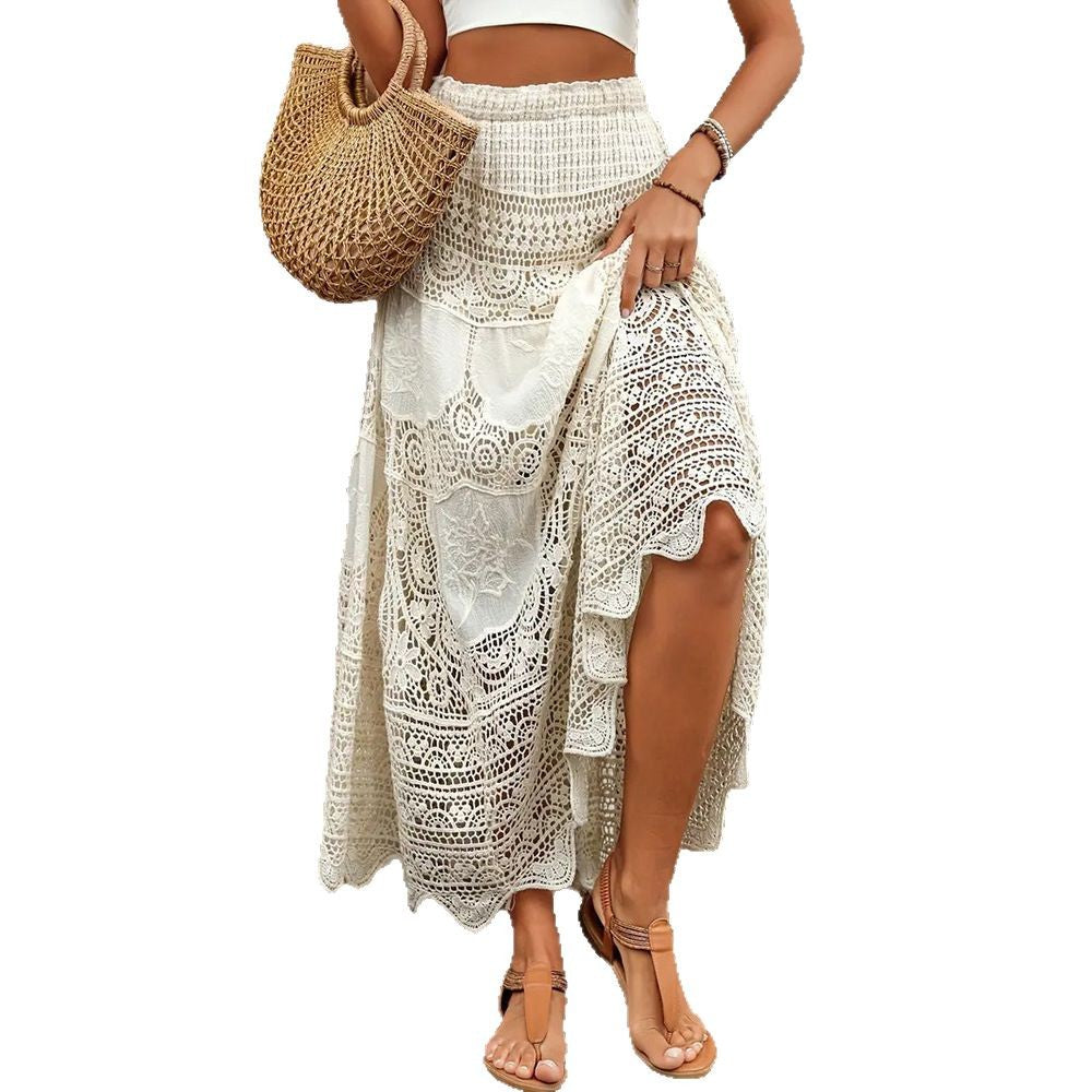 Dame Elegant Hæklet nederdel med florale accenter Stilla