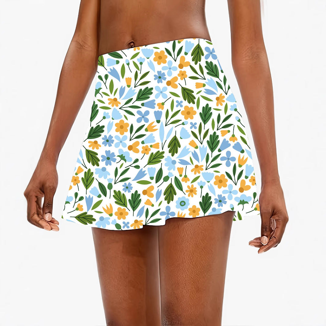 Femme Floral Print Skater nederdel Stilla