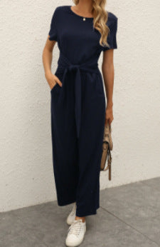 Dame Elegant Jumpsuit med Talje bælte og praktiske lommer Stilla
