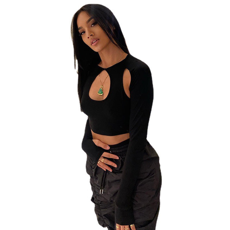 Dame Cut-Out Langærmet Crop Top Stilla
