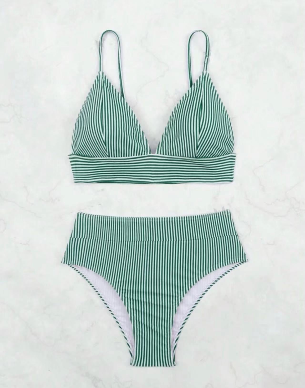 Kvinder stribet høj taljet bikini sæt Stilla