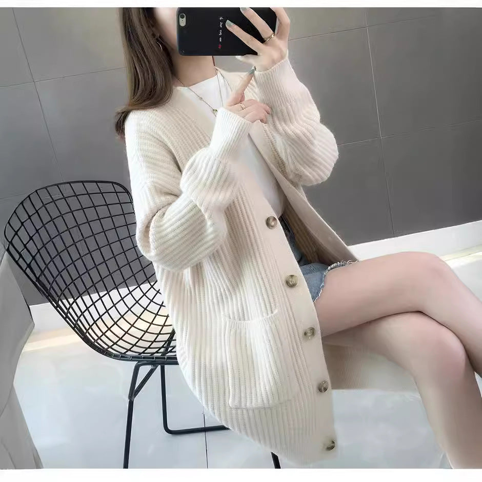 Femme Tekstureret Longline Strikcardigan med Lommer Stilla