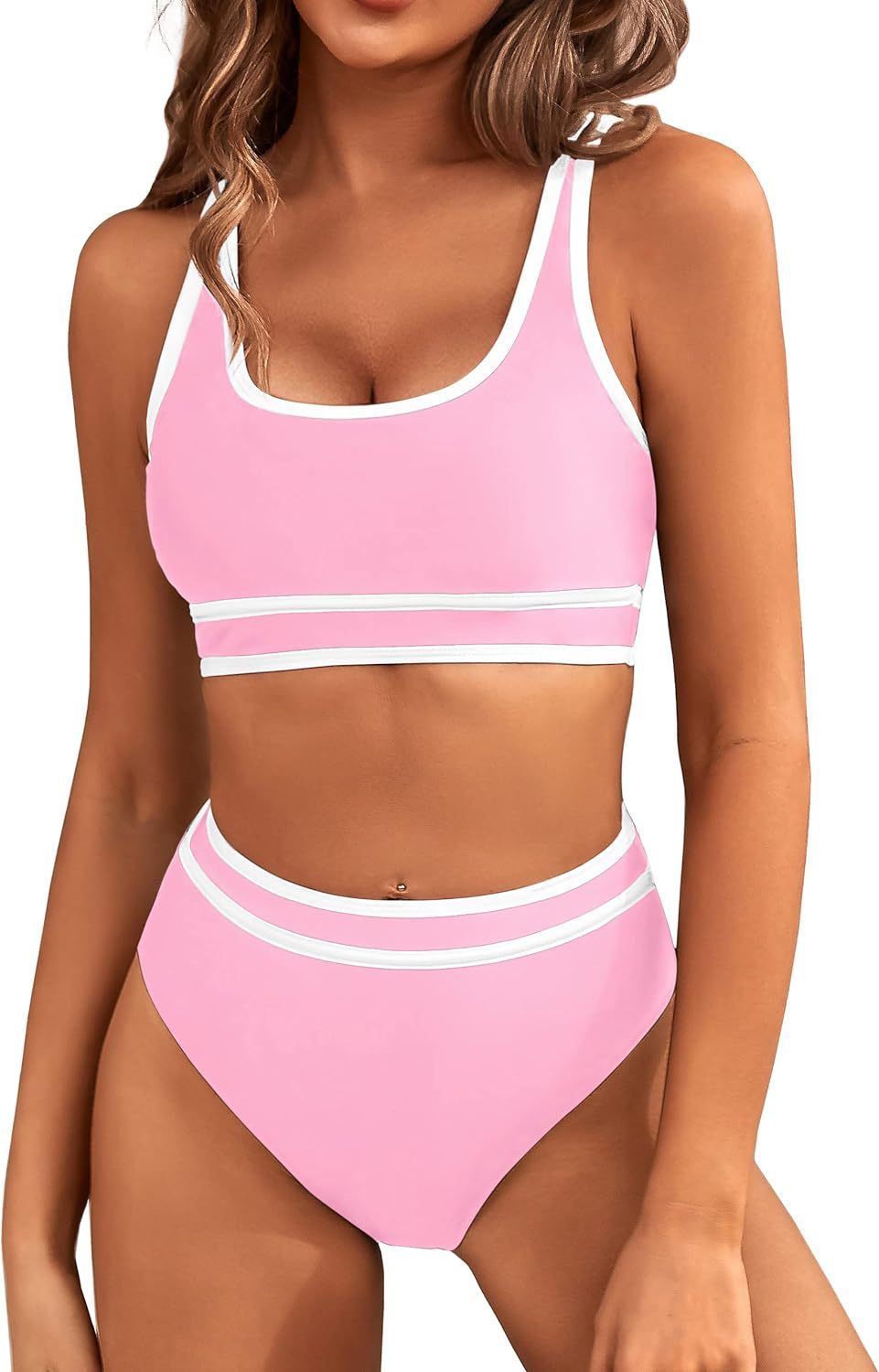 Dame Sporty bikini sæt med brede stropper og høj skæring Stilla