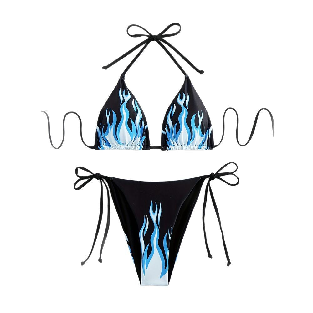 Dame Sexy Triangel-Bikini med fascinerende flammemønster Stilla