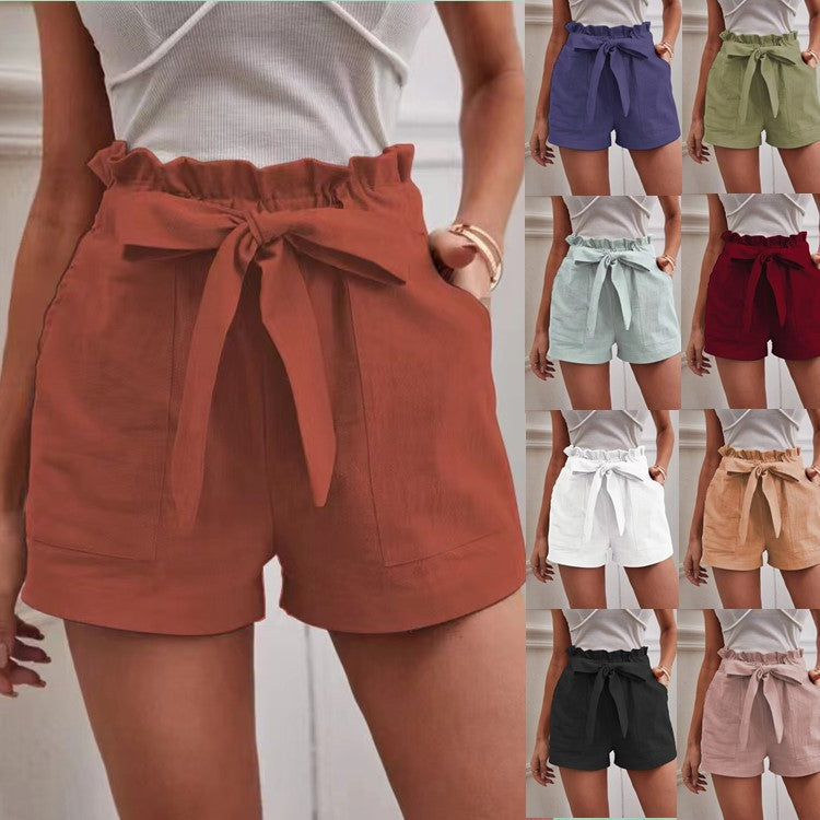 Dame højtaljede shorts med bundet detalje Stilla