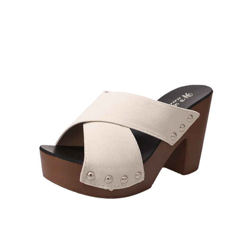 Dame Trendy Platform-Badedragter med Krydsbånd-Design Stilla