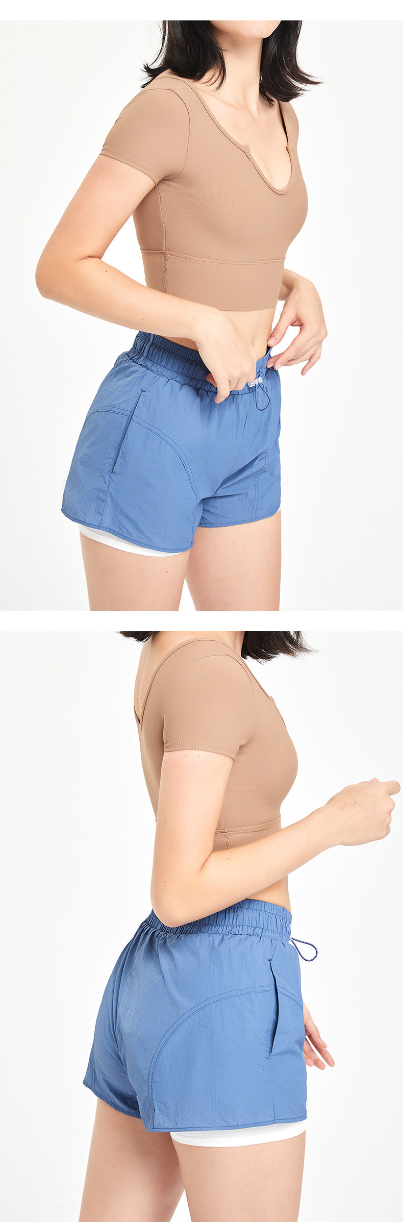 Stilla | Talje Snøre Sport Shorts Kvinders Anti Exposure Trænings Fitness Løb Yoga Bukser
