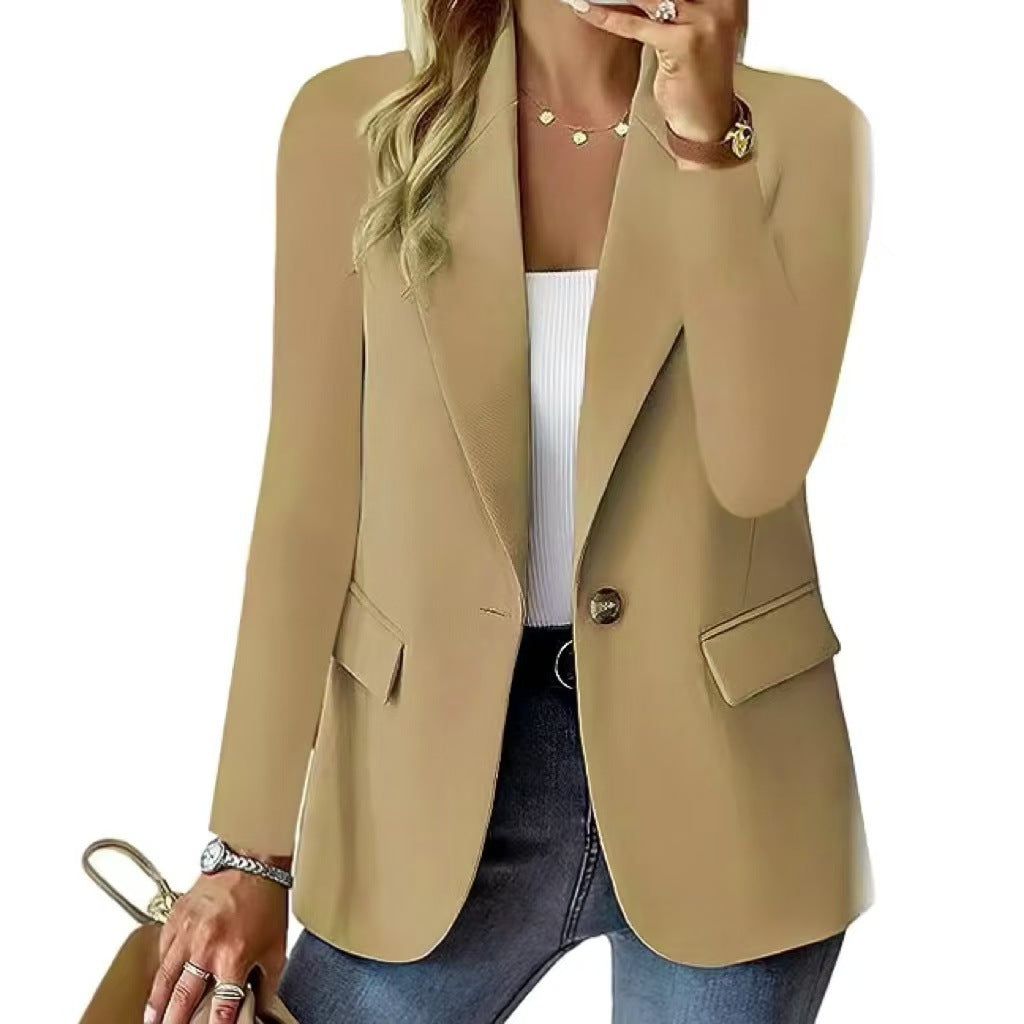 Dame Elegant Casual Blazer med moderne lommer og diskret knap Stilla