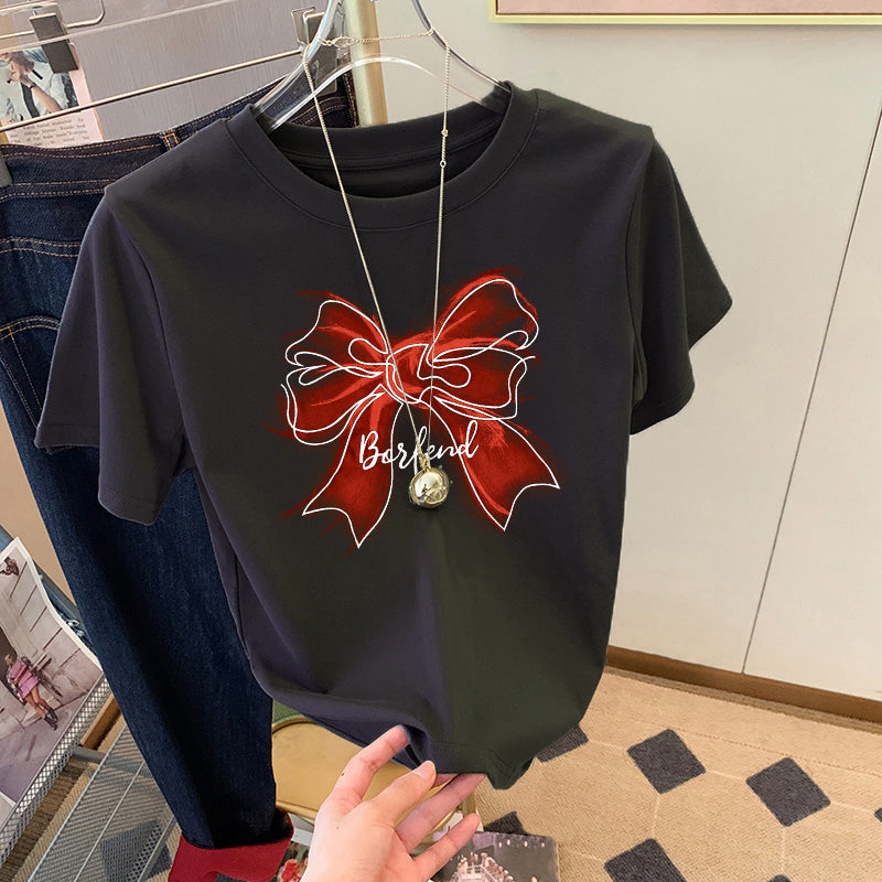Dame T-shirt med legende sløjfemotiv Stilla
