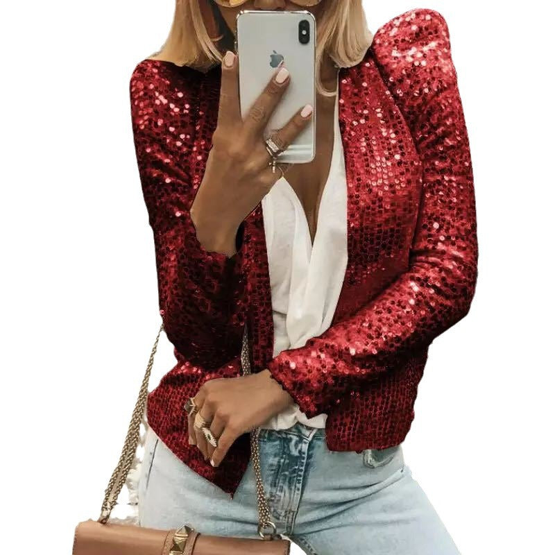 Stilla | Trendy Farve-Block Paillet Kort Casual Jakke