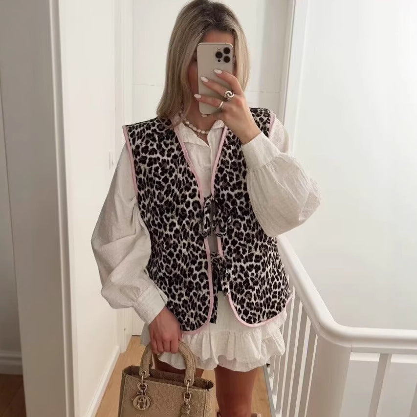 Femme quiltet ærmeløs Animal Print vest Stilla