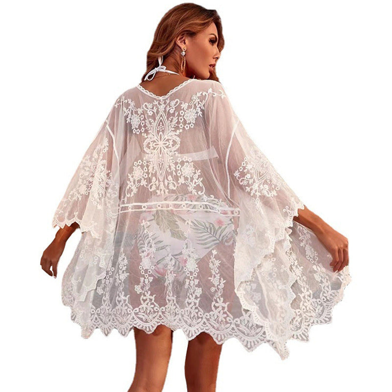 Dame Elegant Floral Spids Strandovertræk Stilla