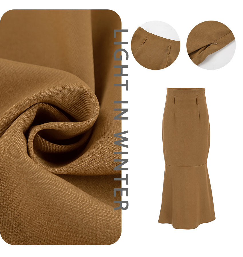 Dame elegant blyantskirt med svingende kant og bælte Stilla