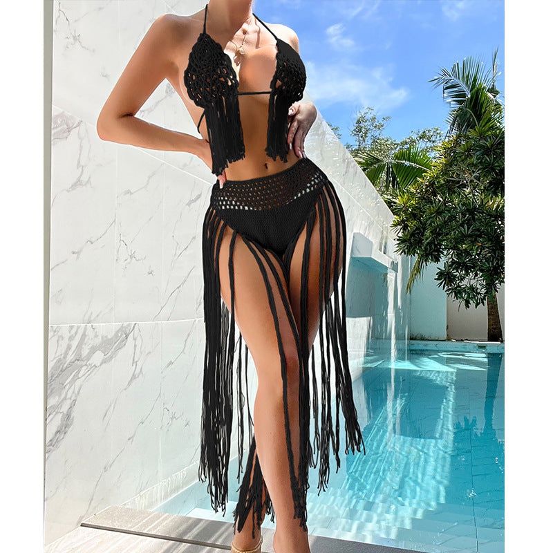 Dame Hæklet Bikini-Sæt med frynset detaljer og elegant design Stilla