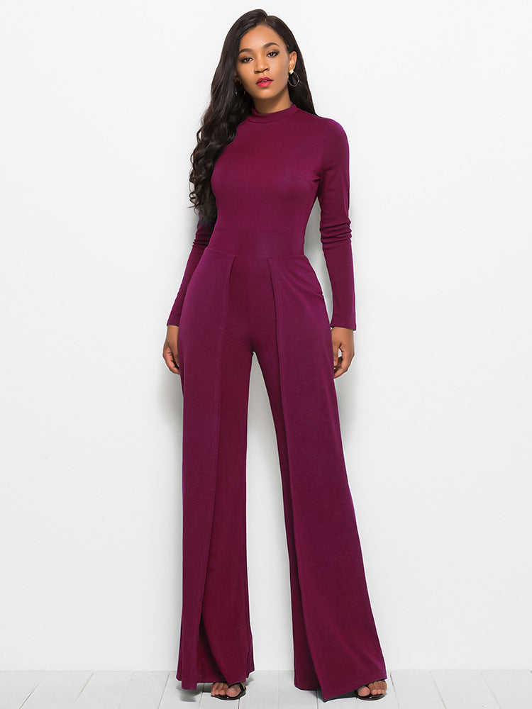 Dame Elegant Jumpsuit med højhalset design og vide ben Stilla