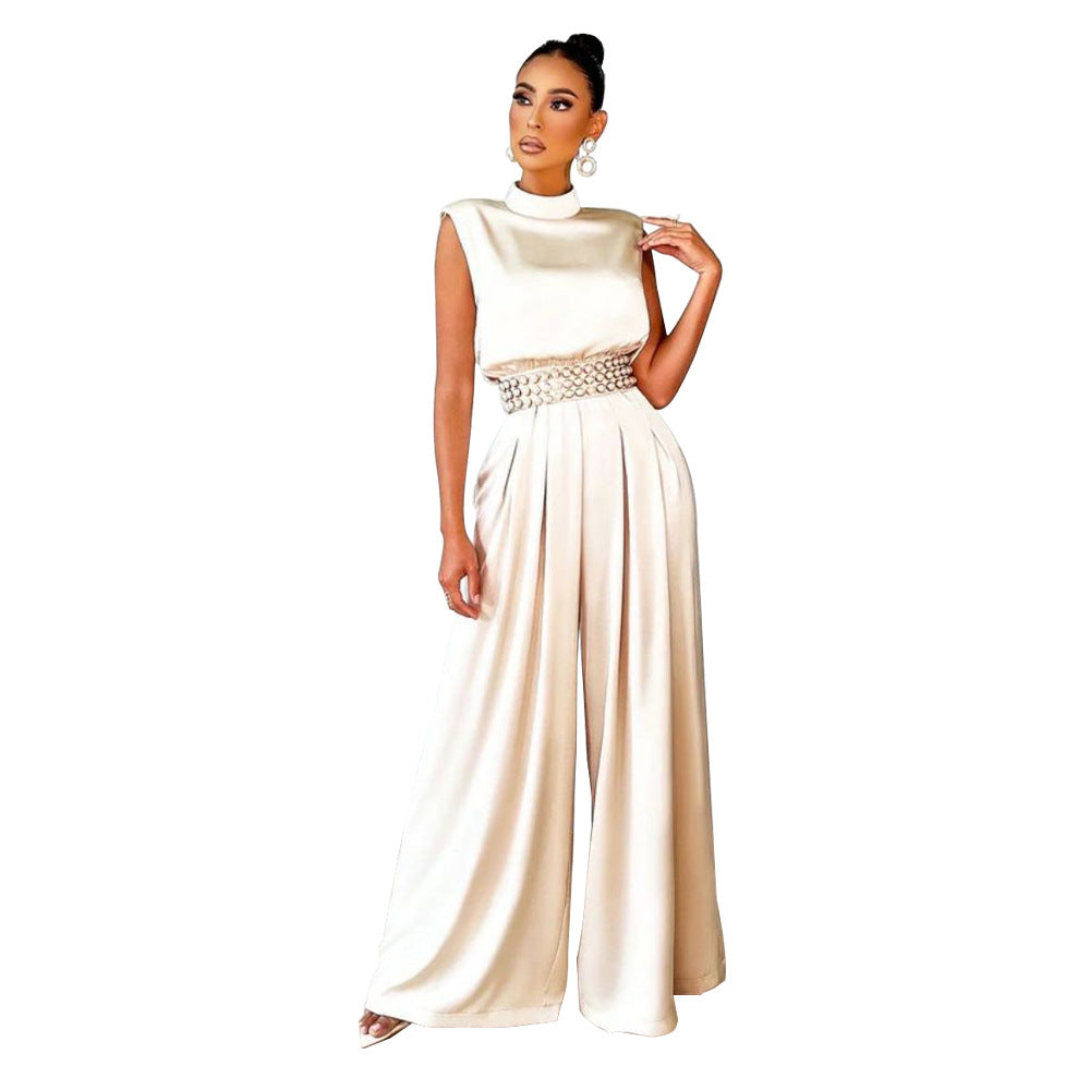 Dame Elegant Jumpsuit med taljeaccenter og høj hals Krave Stilla