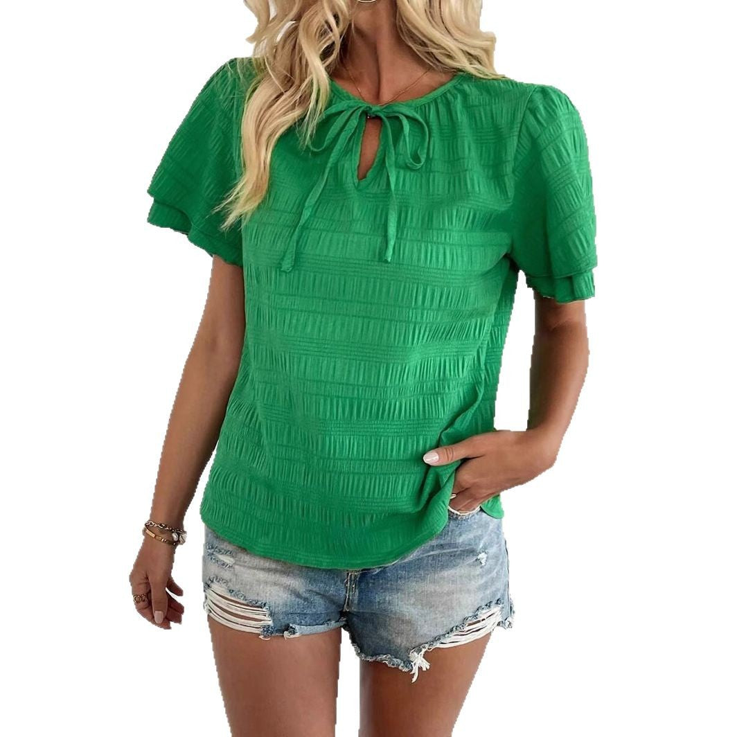 Dame afslappet kortærmet bluse med struktureret design Stilla