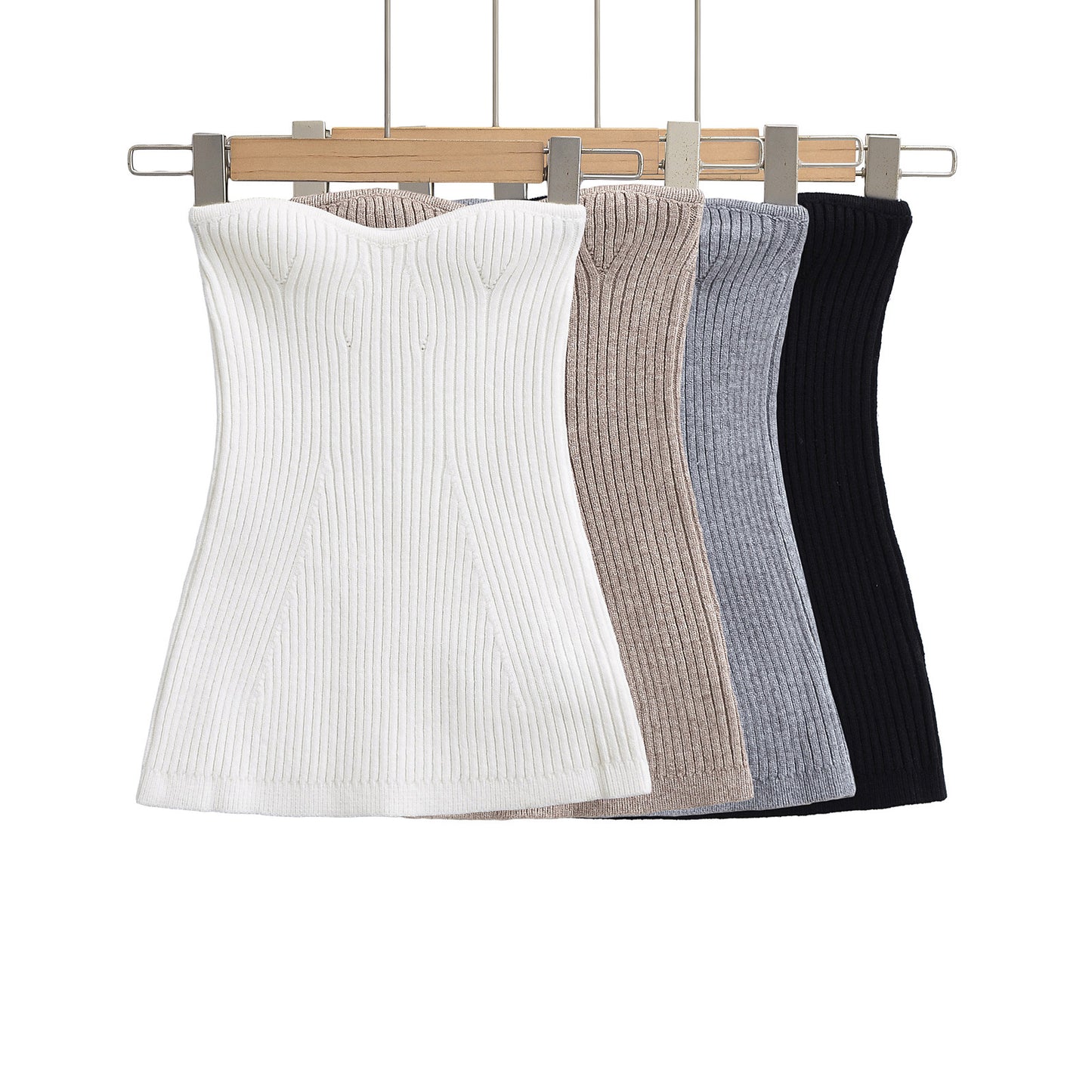 Dame Bandeau-top med fin ribstruktur og elastisk støtte Stilla