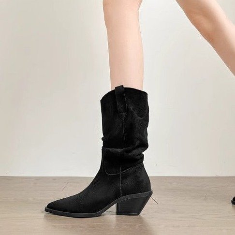 Femme Slouchy SUEDE Ankelstøvler med blokhæl Stilla