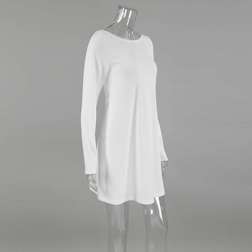 Dame afslappet langærmet kjole lavet af struktureret materiale Stilla