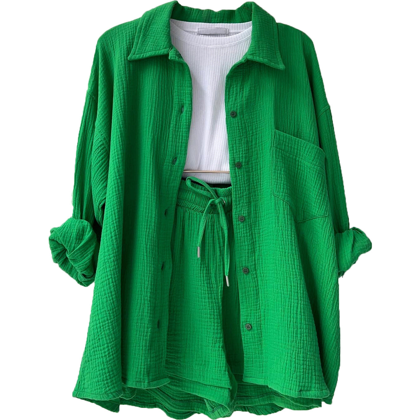 Dame afslappet overshirt med matchende shorts Stilla