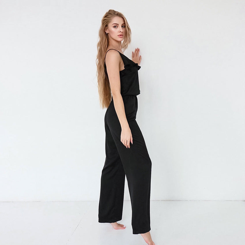Dame elegant og luftigt Jumpsuit med flæse-detaljer Stilla