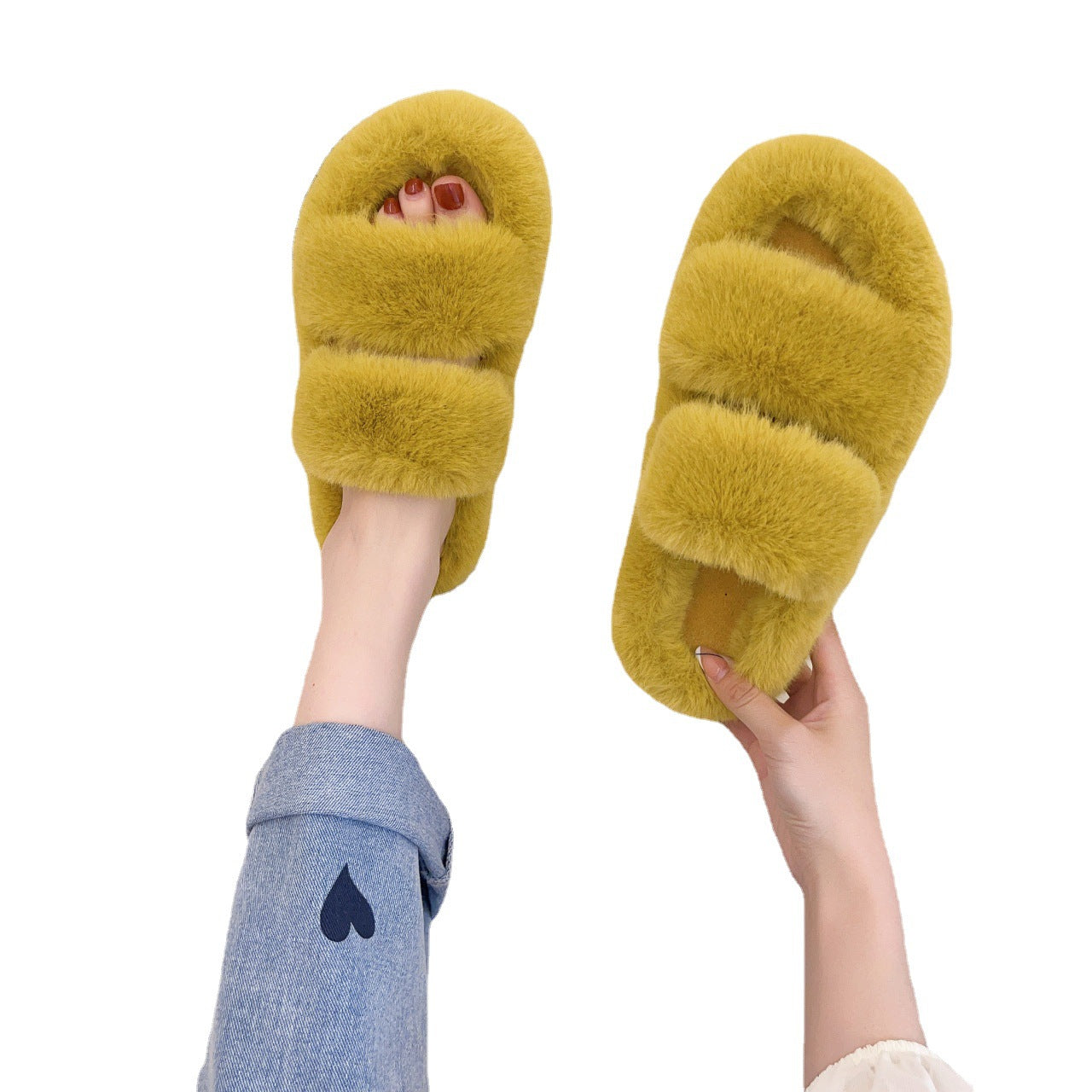 Dame plysch pantofler med elegant krydsrem design Stilla
