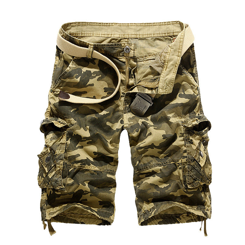 Herrer Camo Cargo-shorts med flere lommer og justerbar talje Stilla