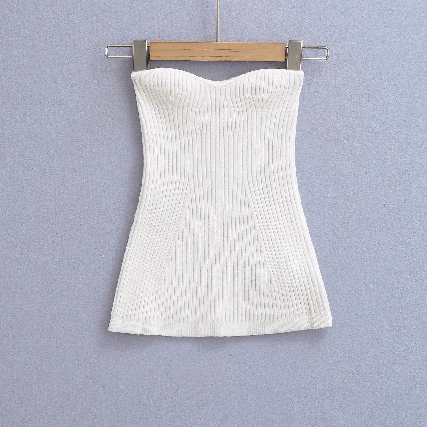 Dame Bandeau-top med fin ribstruktur og elastisk støtte Stilla