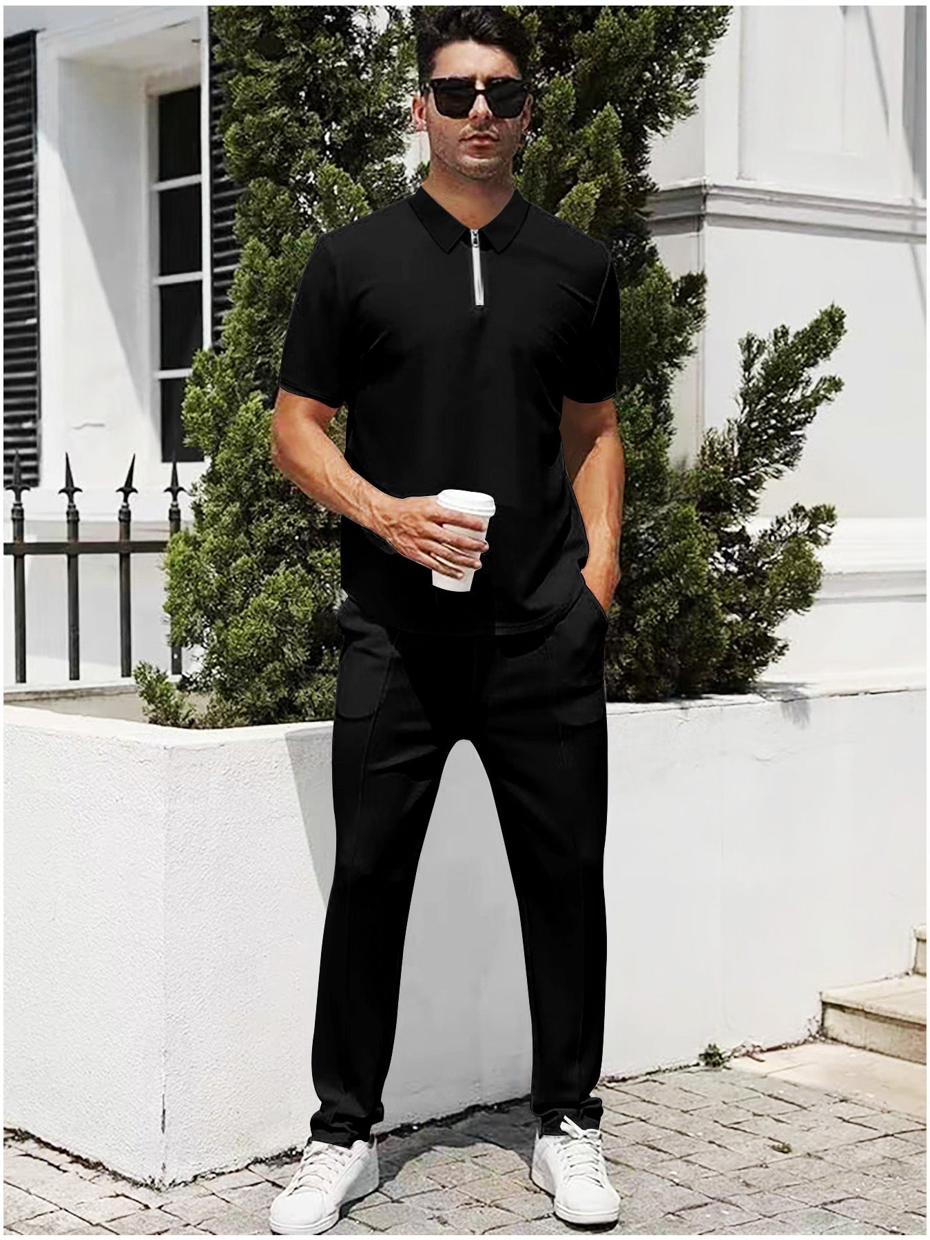 Herrer Sportivt Polo-shirt med funktionel lynlås og elegant snit Stilla