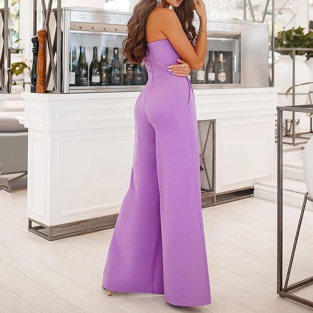 Dame Elegant Jumpsuit med smalle stropper og sidelommer Stilla