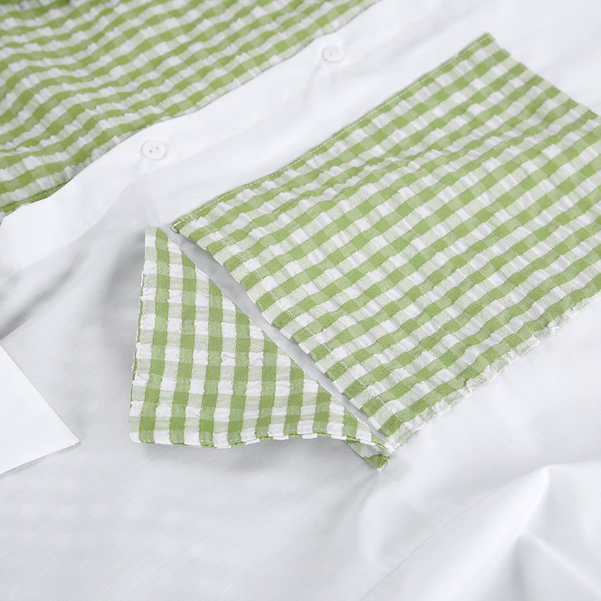 Dame Moderne Ternet Skjorte med Overdimensioneret Snit Stilla