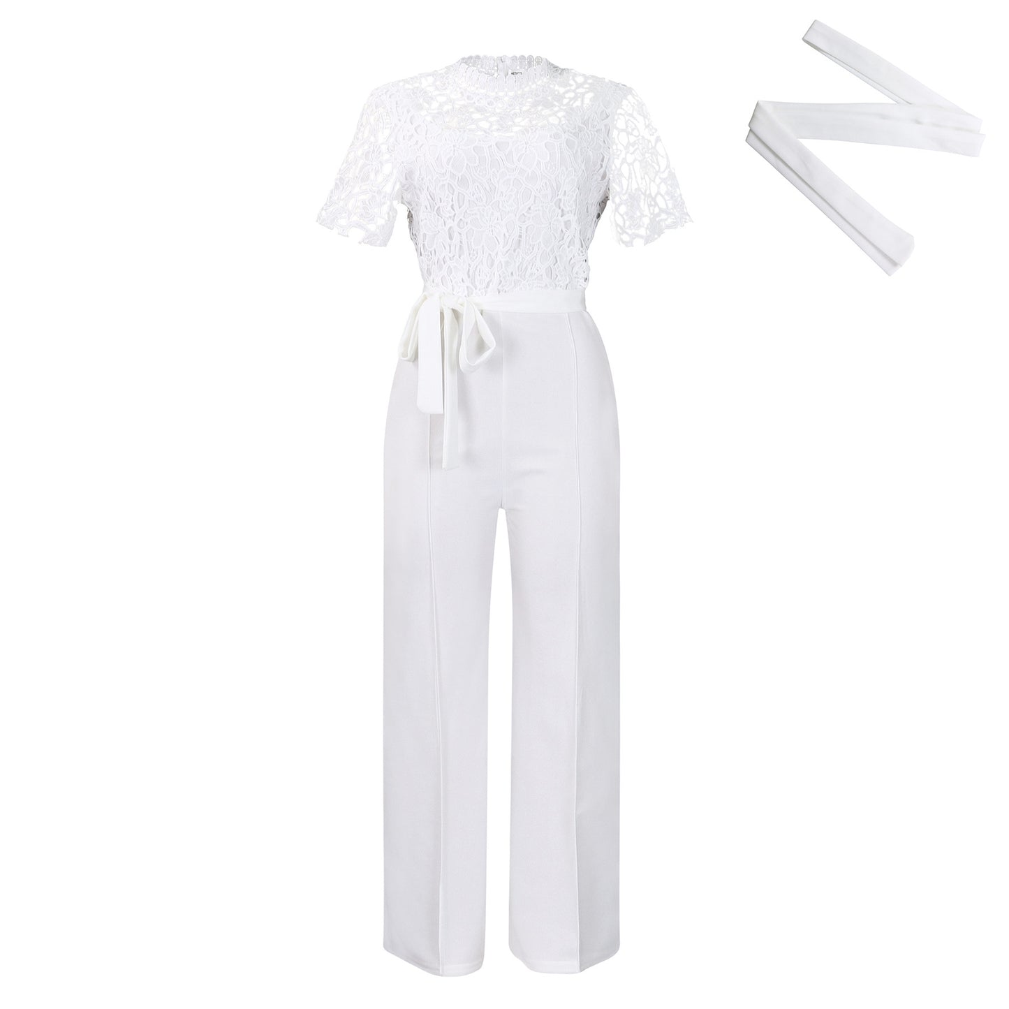 Dame Elegant Jumpsuit med raffineret spids top og vide ben Stilla