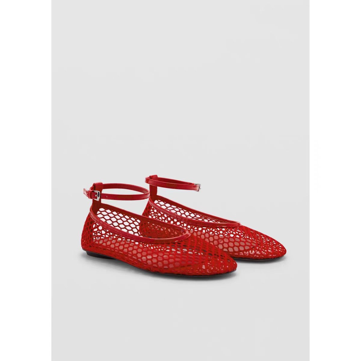 Dame Ballerinas med dekorativt netdesign og rem Stilla